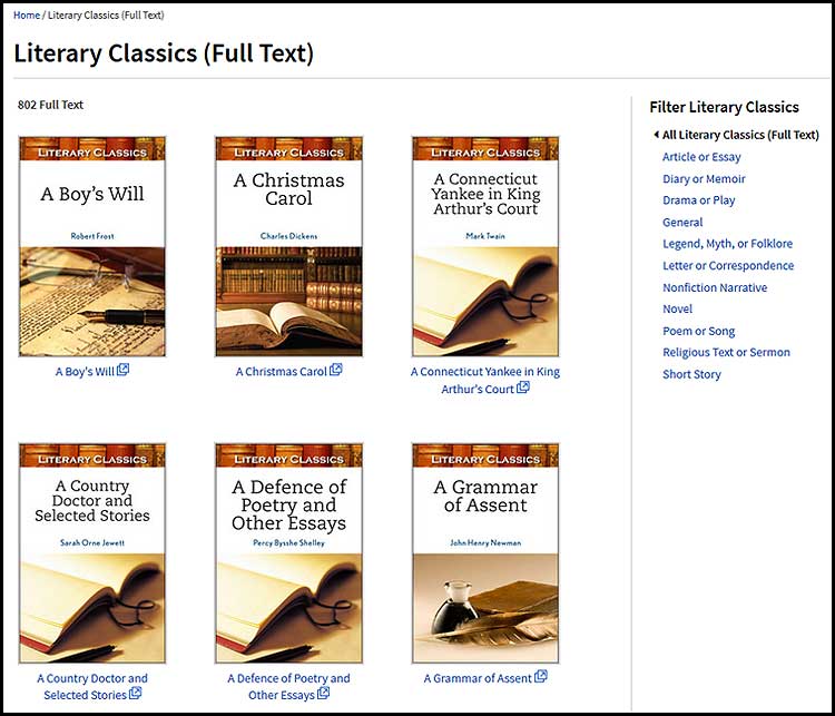 Bloom's Literature Literary Classics Overview Infobase Database